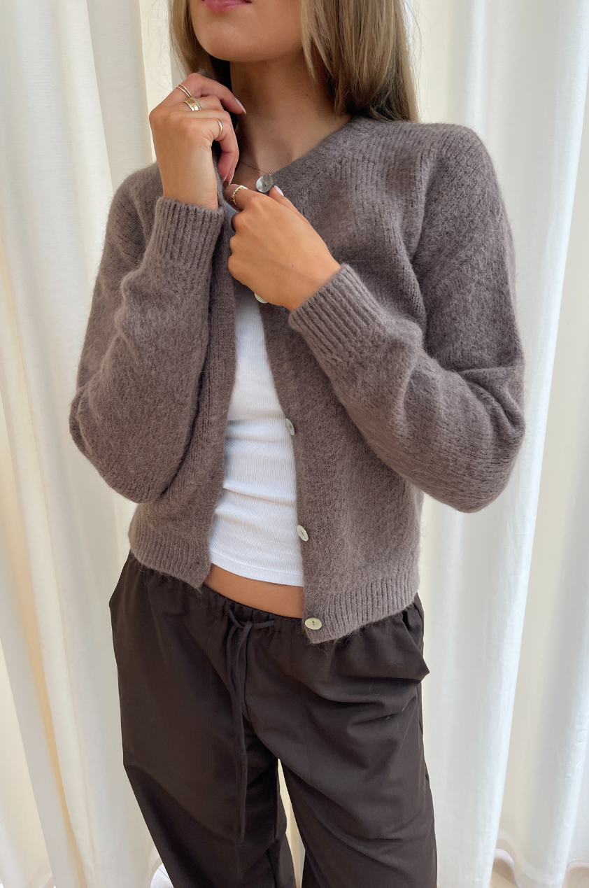 The Reyna Cardigan in Mocha Mousse