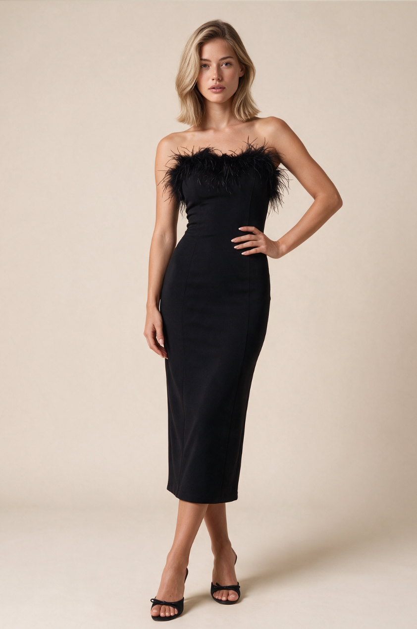 The Valentina Midi Dress in Black