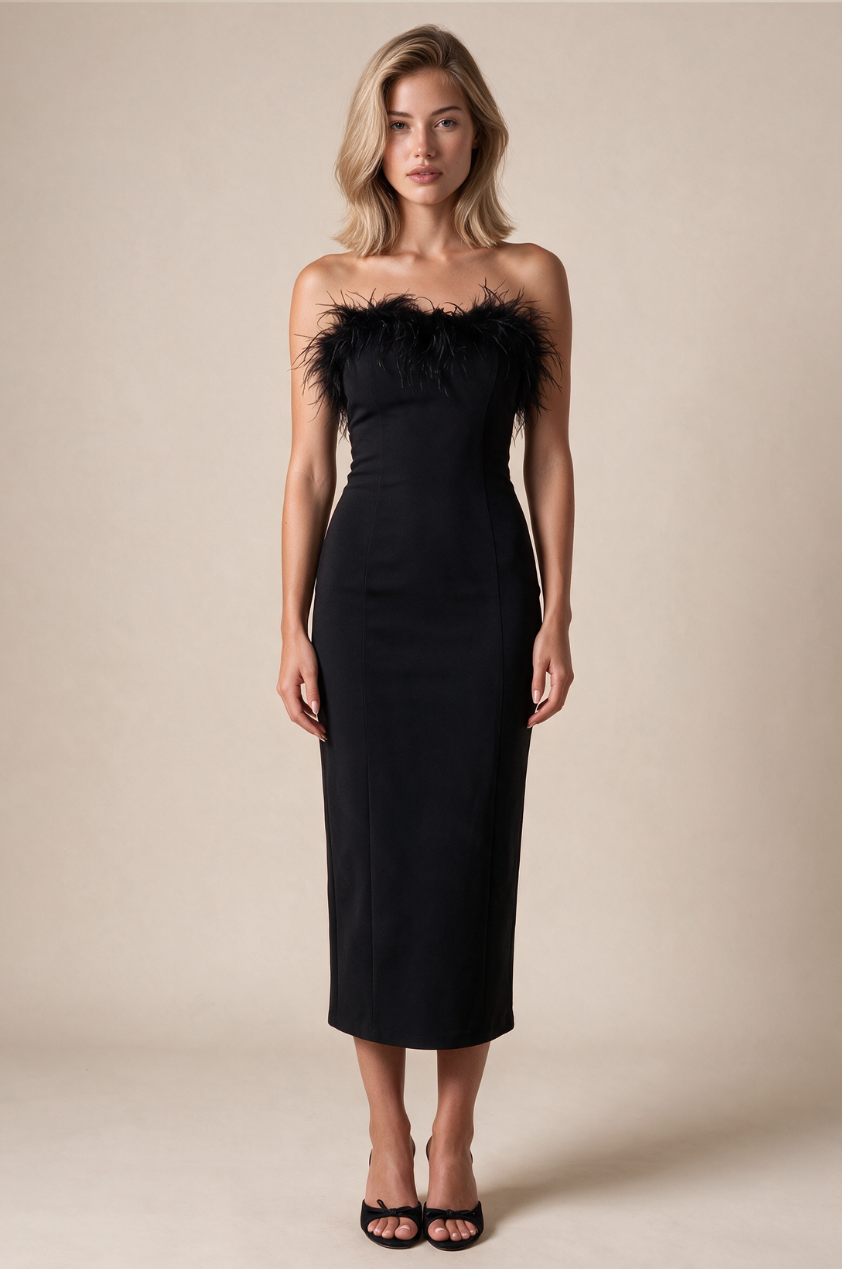 The Valentina Midi Dress in Black