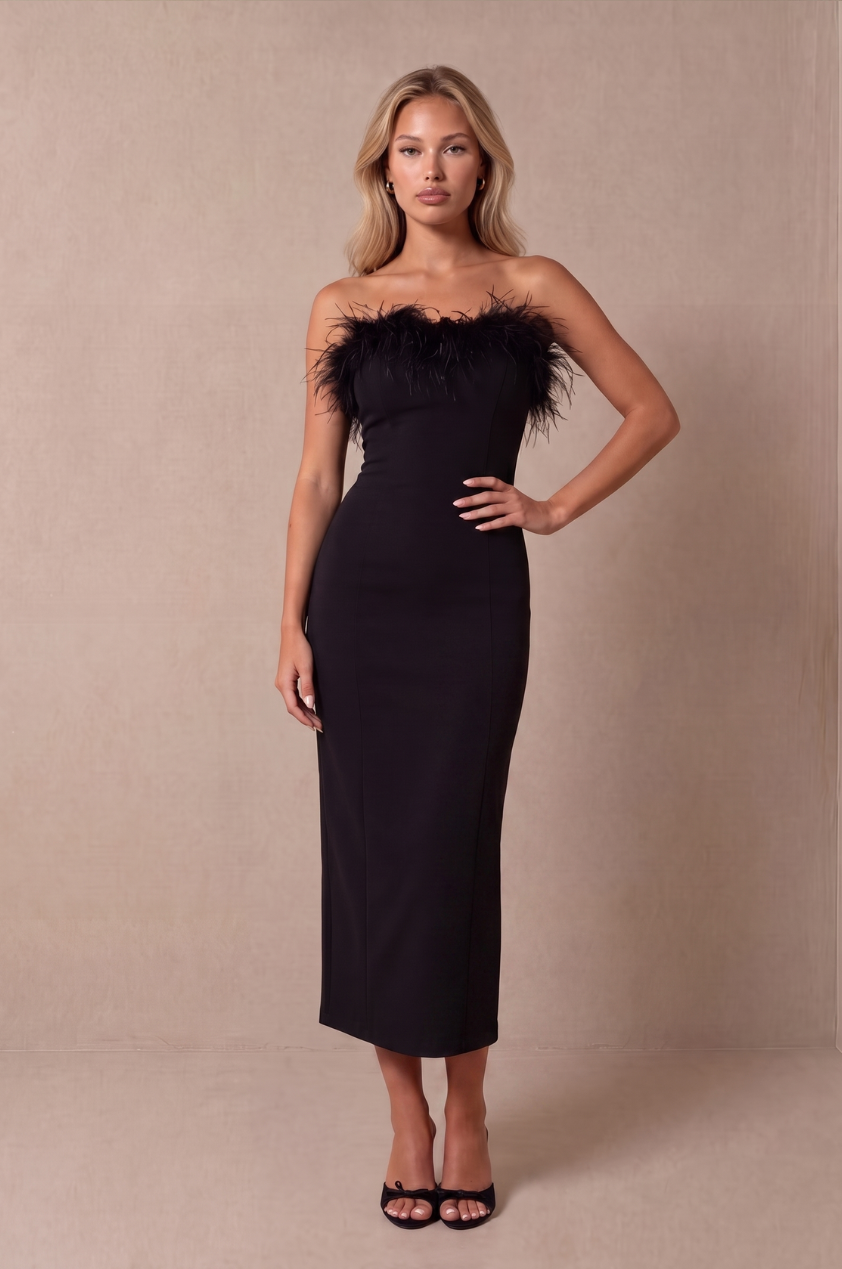The Valentina Midi Dress in Black
